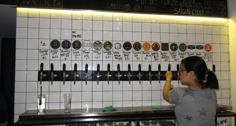 Enjoying a simple craft beer at Ong Cao near the Ho Chi Minh City Backpackers hub