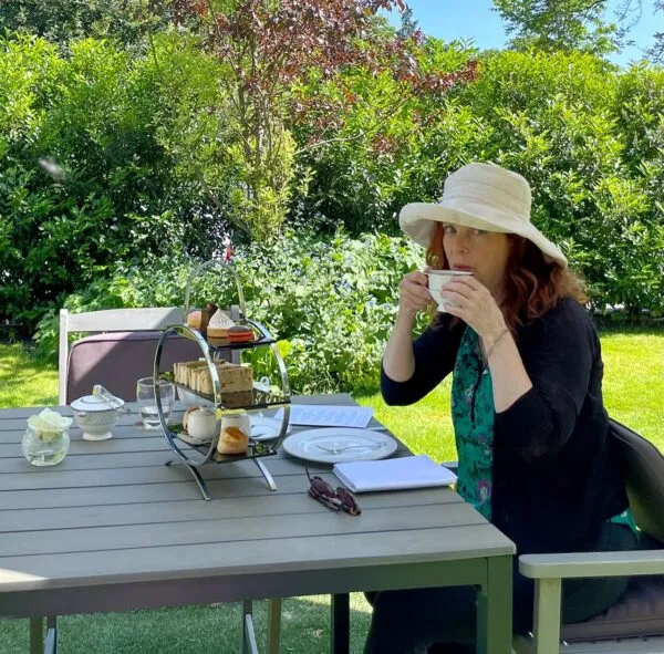 Enjoying afternoon tea solo at Roseate Villa in Bath, England