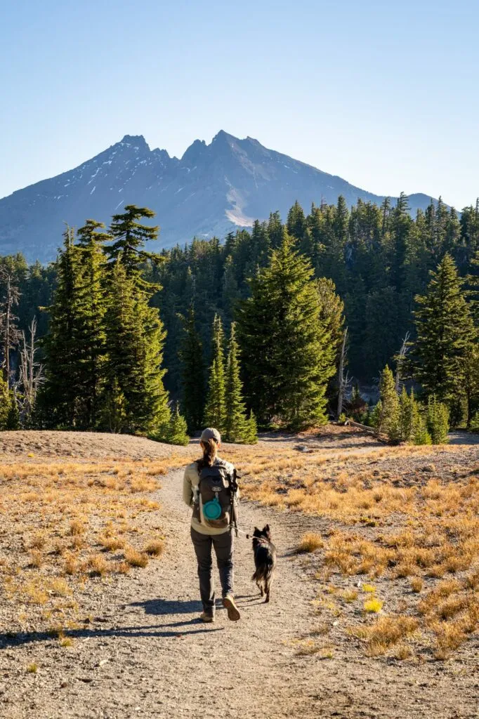 Enjoying the scenery on an Oregon hiking trip near Moraine Lake