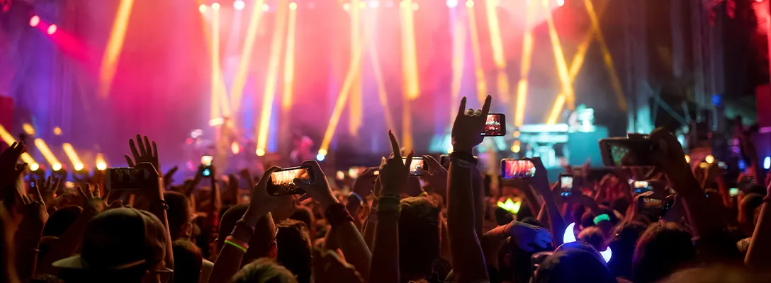 Enthusiastic crowd enjoying the music at a Las Vegas music festival