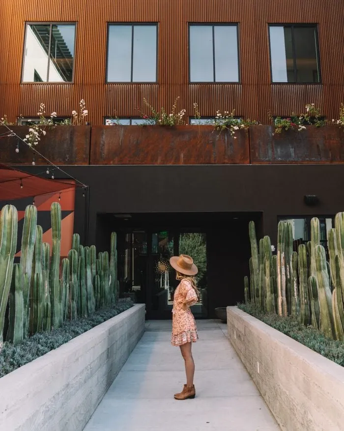 Entrance to the spa at Hotel SLO, a modern and luxurious space