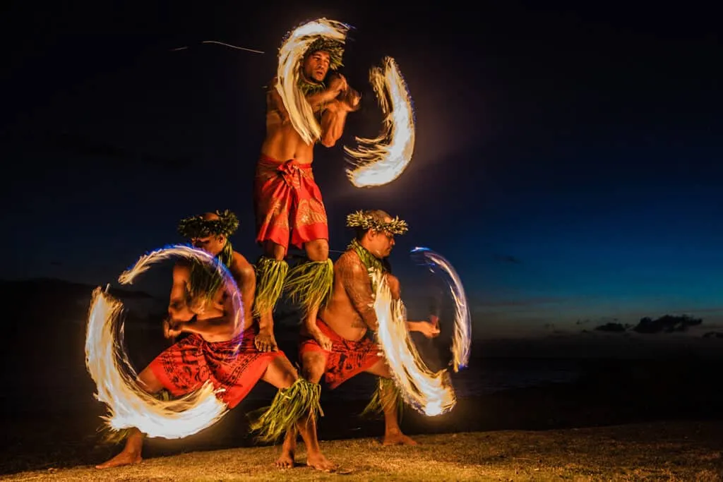Exciting fire dance performance at a Hawaiian luau, a cultural experience where to go in Waikiki