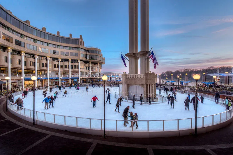 Experiencing the magic of winter ice skating at Georgetown Harbour when Visiting Washington Dc In December