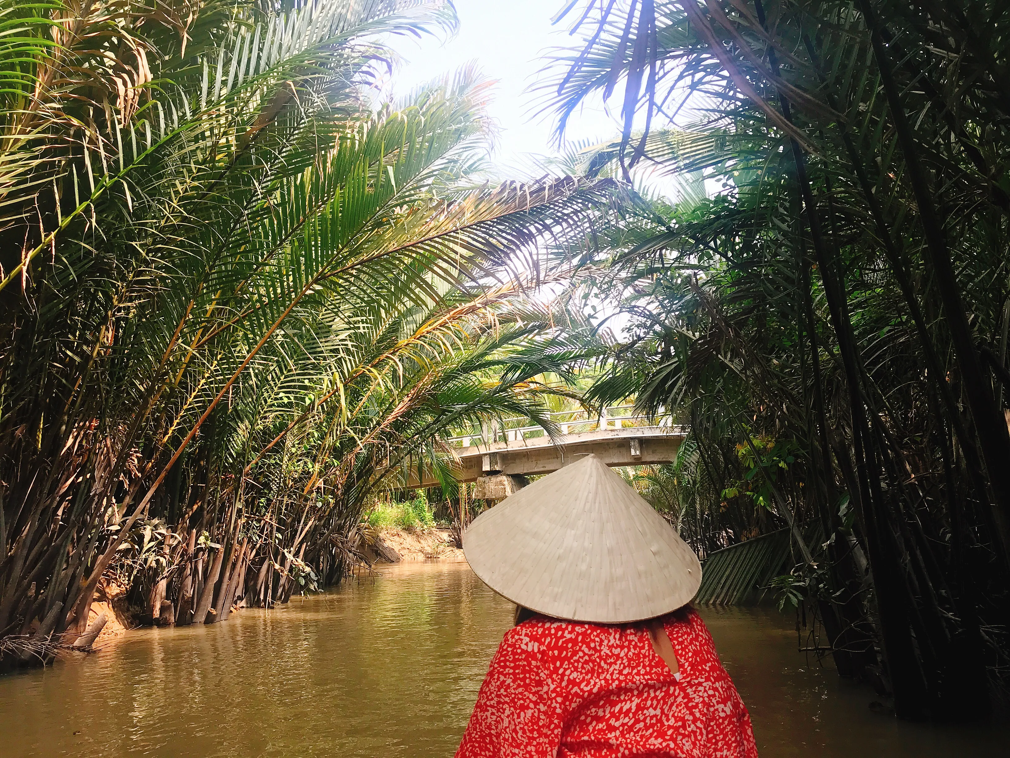 Exploring the Mekong Delta waterways by traditional sampan boat