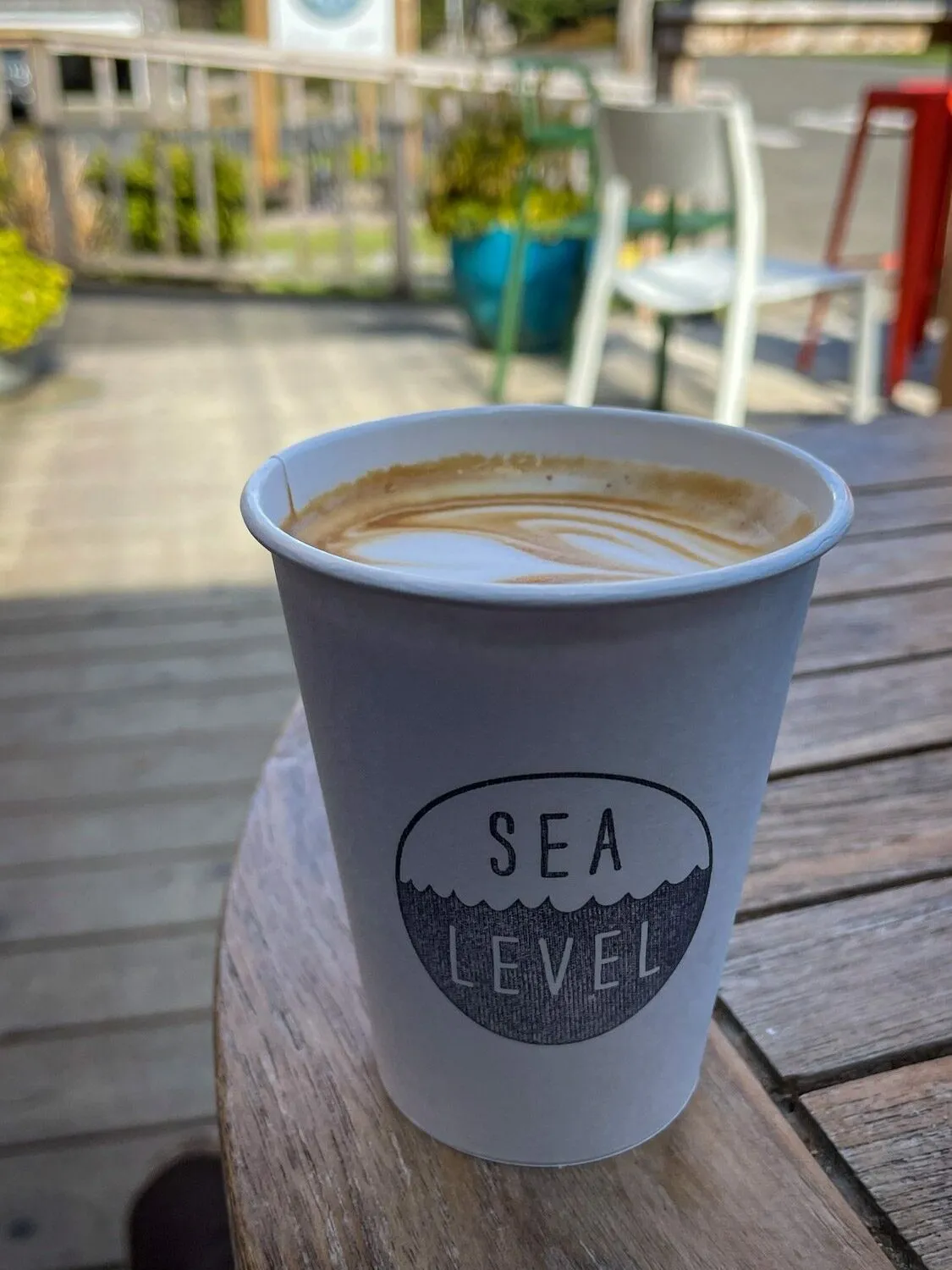 Exterior of Sea Level Coffee shop in downtown Cannon Beach