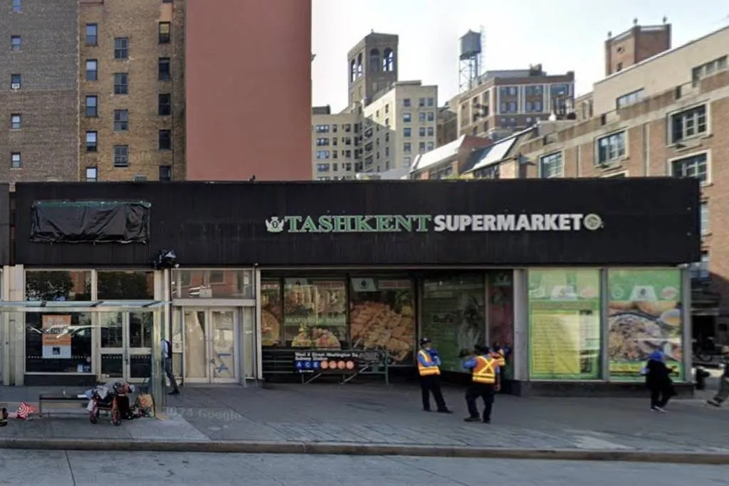 Exterior of Tashkent Halal Supermarket in the West Village, Manhattan, a new food destination when deciding where to go in NYC today.