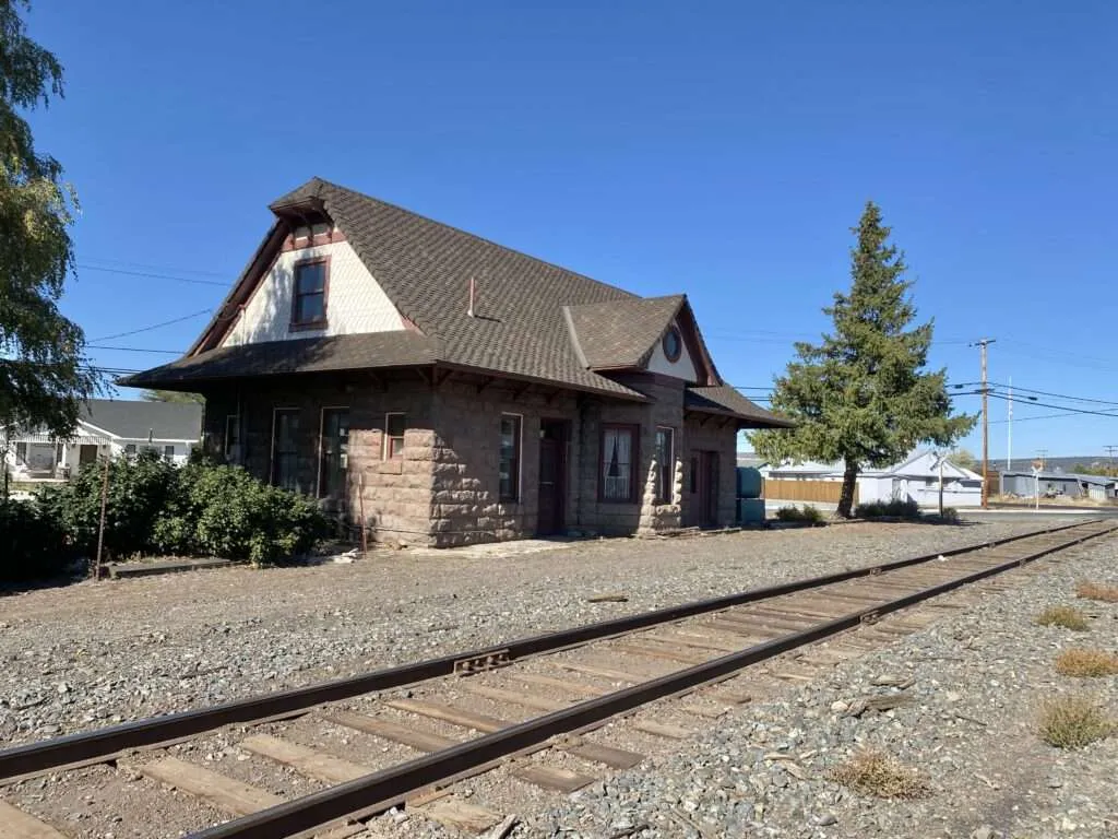 Exterior view of the Alturas NCO railway depot building