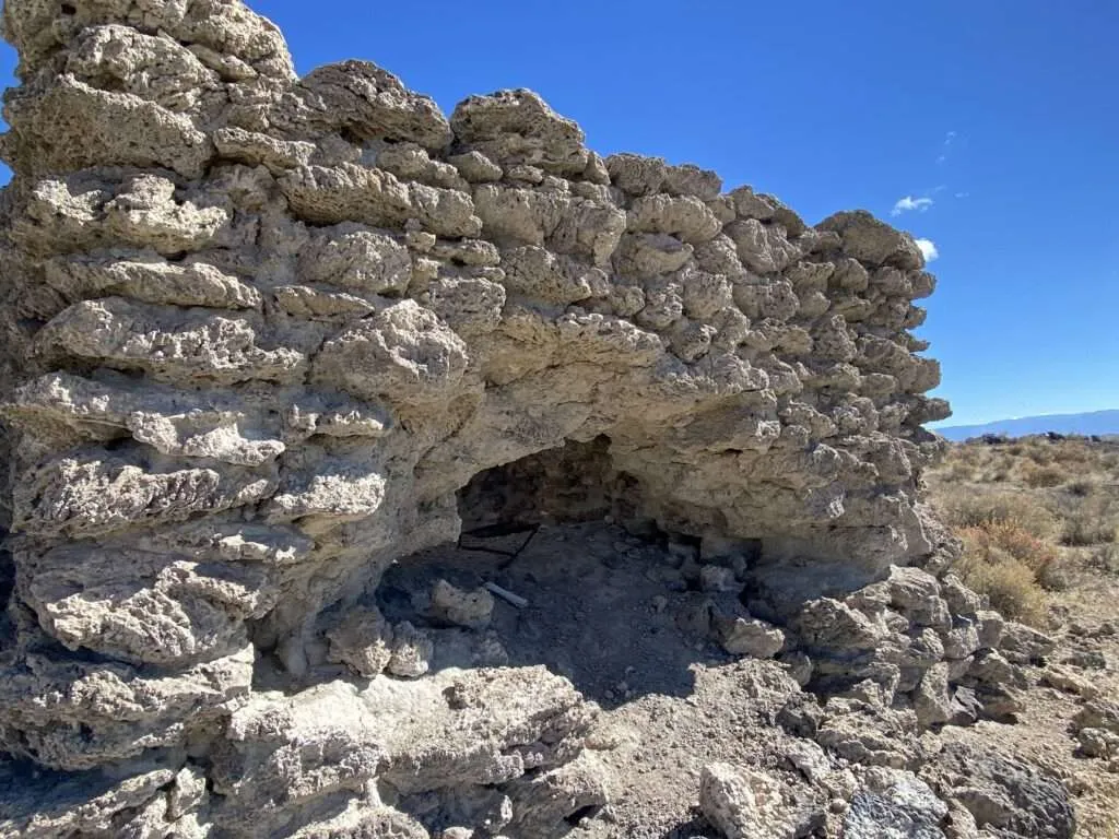 Exterior view of the Amedee lime kiln, highlighting construction details