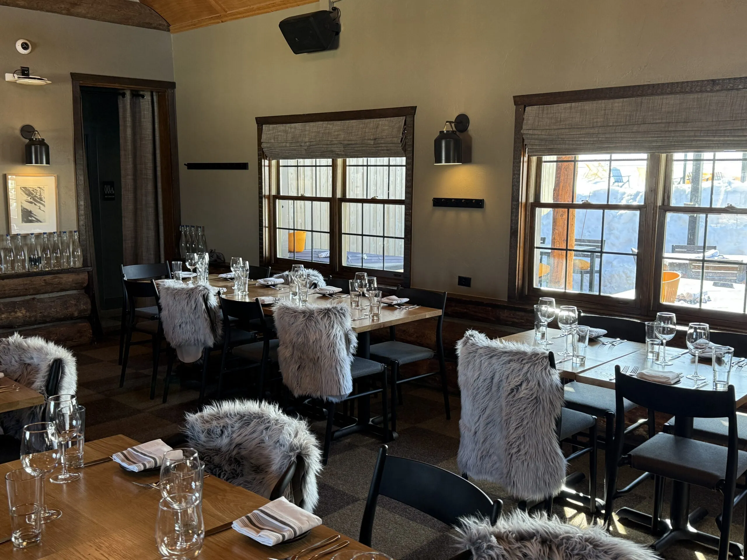 Exterior view of The Cabin mid-mountain restaurant in Snowmass