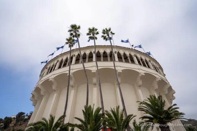 Exterior view of the historic Catalina Casino building overlooking the water
