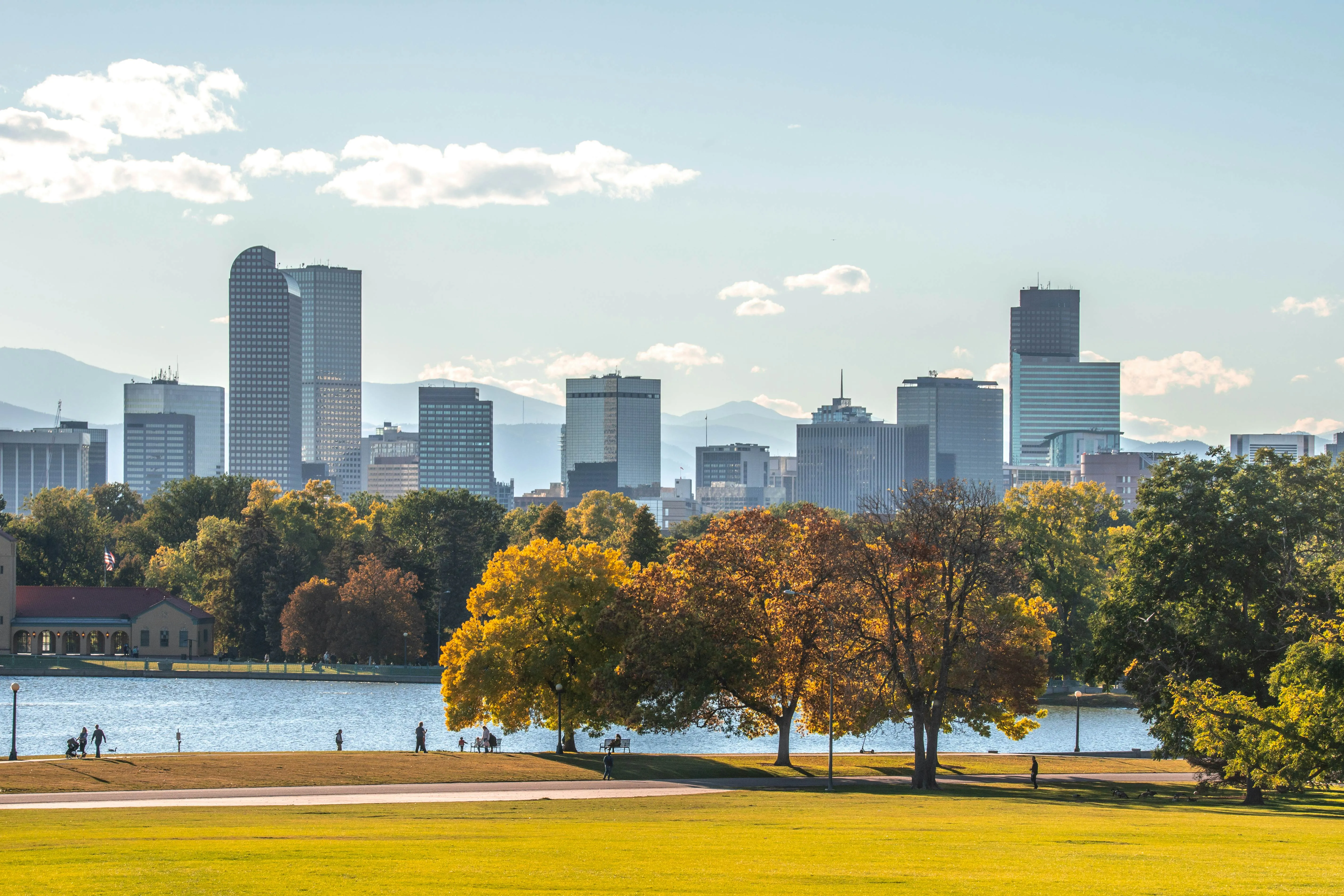 Fall colors in Denver city park during October, often the best time to visit denver for autumn foliage