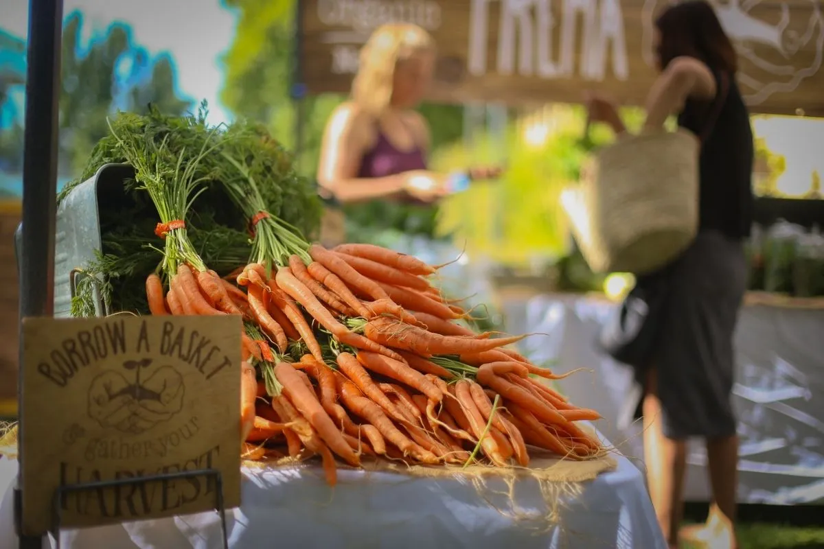Families enjoying a bustling reno farmers market