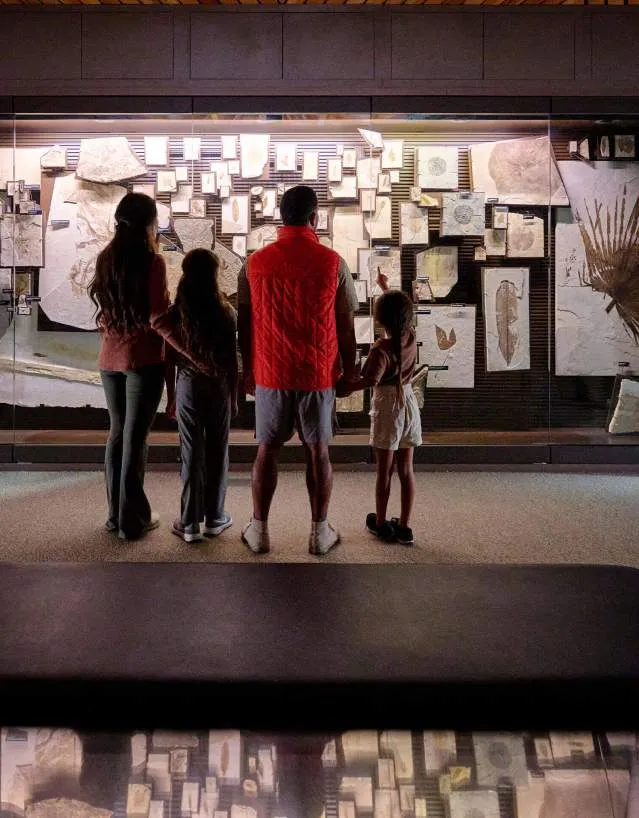 Family exploring exhibits at a museum in Wyoming