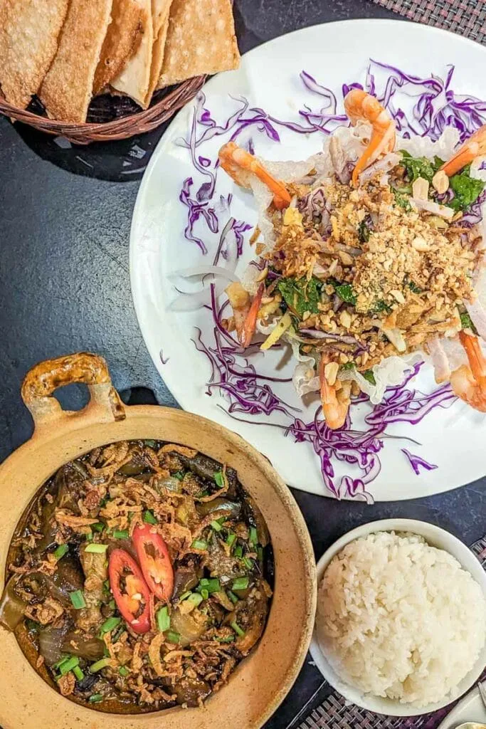 Food scene in Hoi An with various dishes