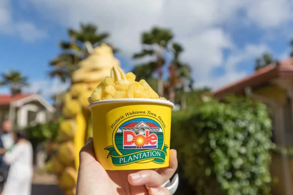 Fresh Dole pineapple ice cream, a popular treat when driving around Oahu