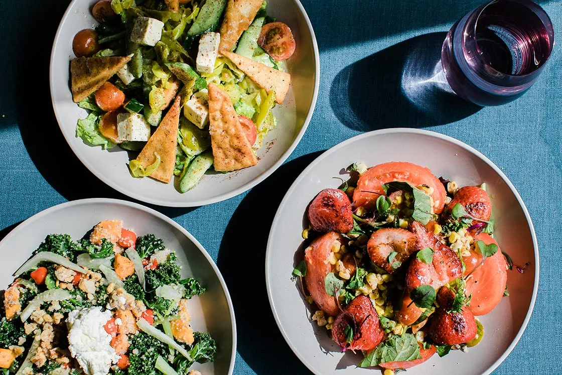 Fresh vibrant salad dish served at Mawa's Kitchen in mawas aspen.