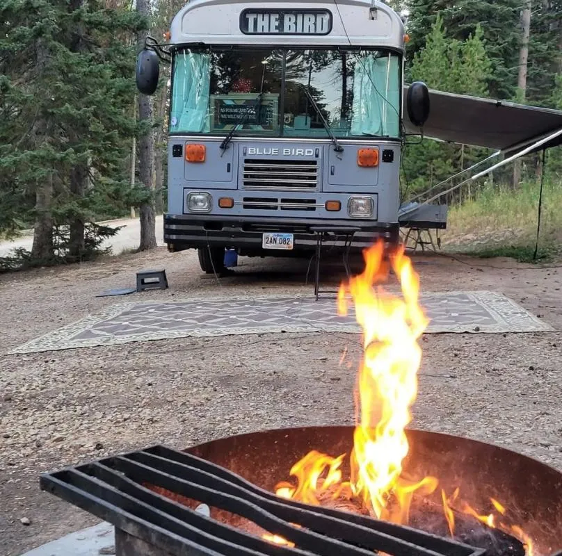 Friends gathered around a bonfire on Casper Mountain