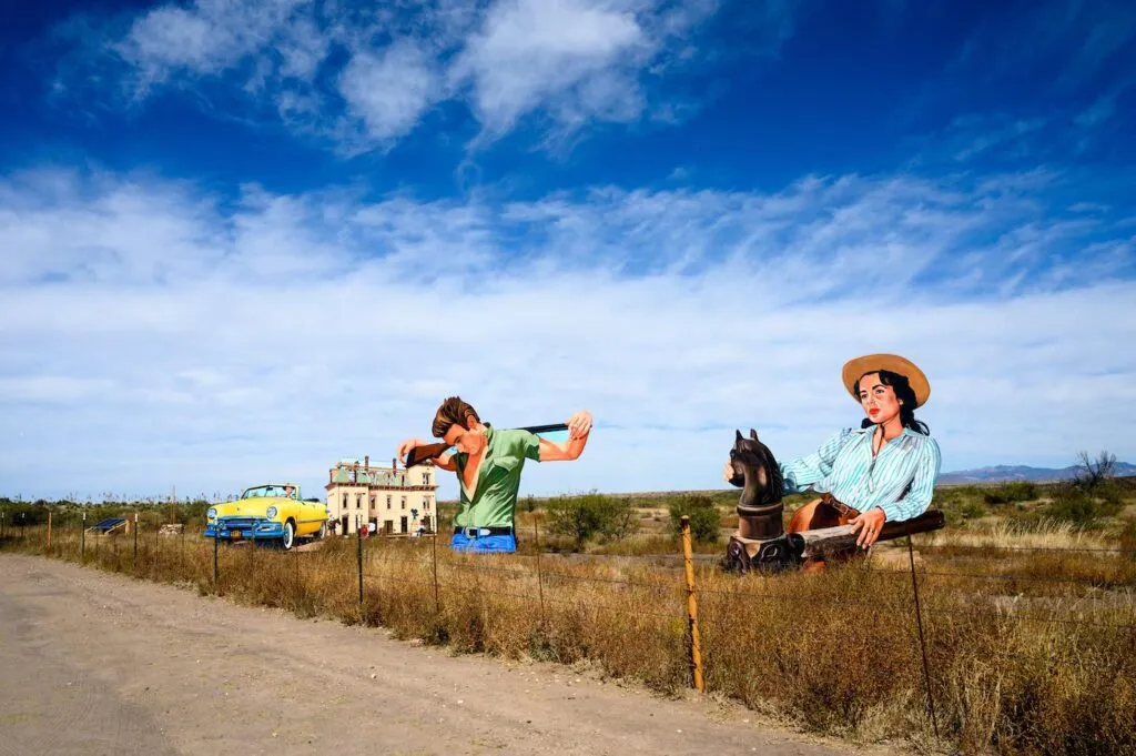 Unlocking Austin's Flavors - An Essential austin food tour Experience Giant art installation in Marfa, Texas, part of the town's unique appeal for adventurous honeymooners