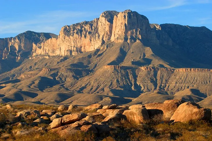 Guadalupe Mountains National Park landscape, featuring rugged peaks, a remote texas sight