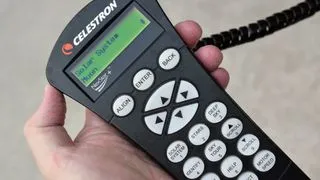 Hand controller for the computerized mount of the Celestron Advanced VX 8 EdgeHD amateur telescope