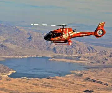 Helicopter tour flying over Lake Mead near the Grand Canyon