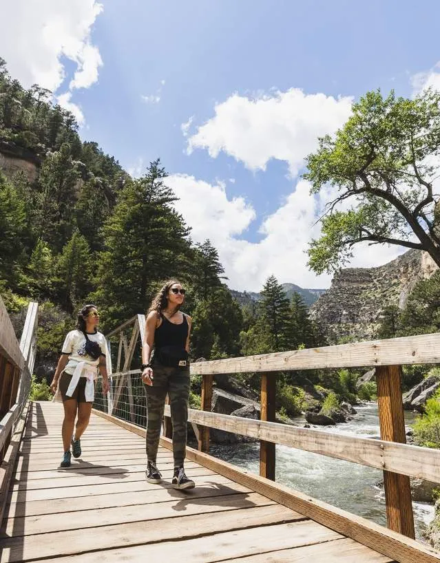 Hiker overlooks Tongue River Canyon in Wyoming