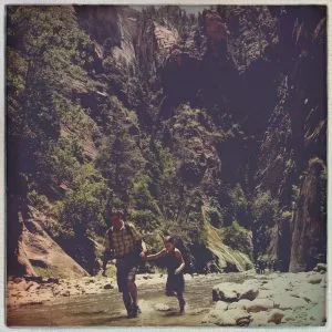 Hiking the Virgin River Narrows in Zion National Park, Utah, a memorable experience for the girl from road trip
