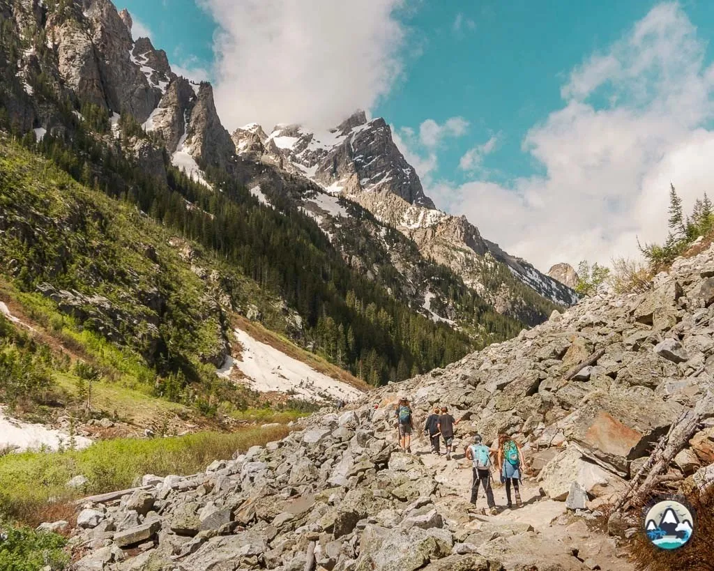 Hiking through Cascade Canyon with stunning Teton mountain views in Wyoming