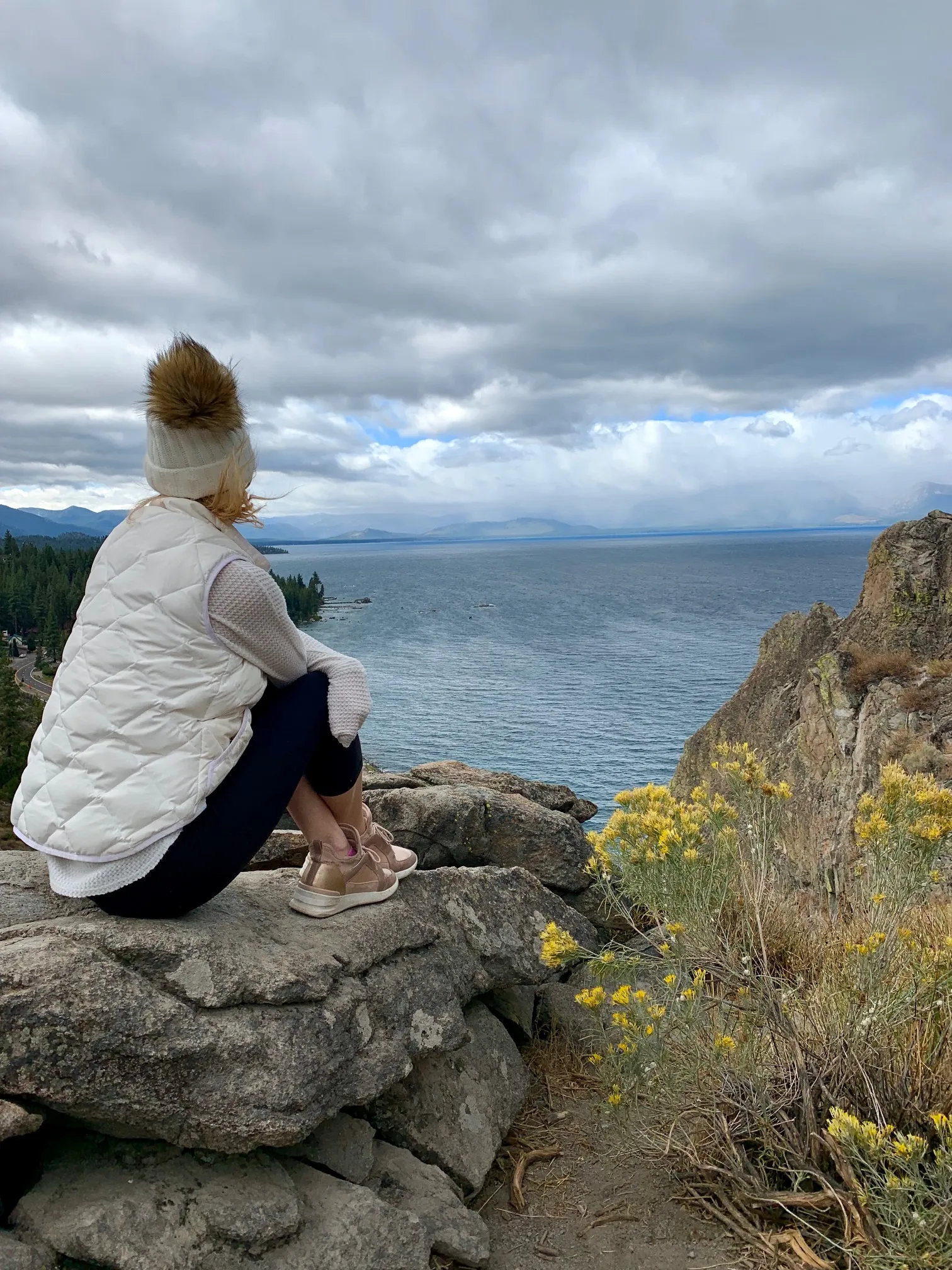 Hiking trail with a view of Lake Tahoe through trees