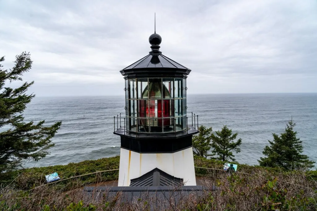 Historic Cape Meares Lighthouse perched on a headland