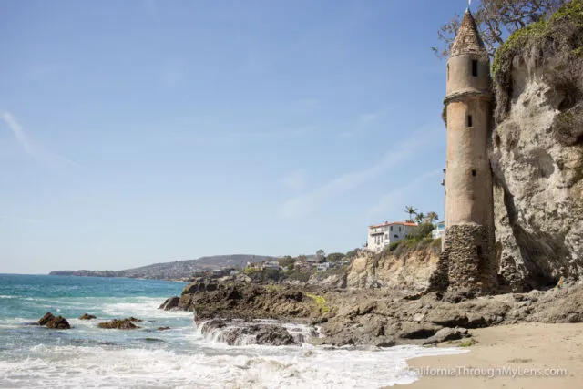 Historic medieval-style stone tower built into the cliff at Victoria Beach