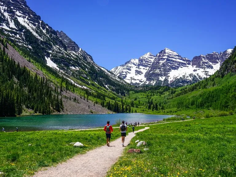 Iconic Maroon Bells near Aspen, Colorado, offering stunning mountain scenery for exploring during your honeymoon.