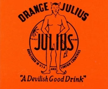 Image of an Orange Julius stand, likely from the mid-20th century, representing the birthplace of the famous blended drink, the smoothie.