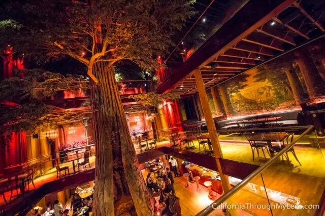 Interior of Clifton's Cafeteria with themed decor and lighting