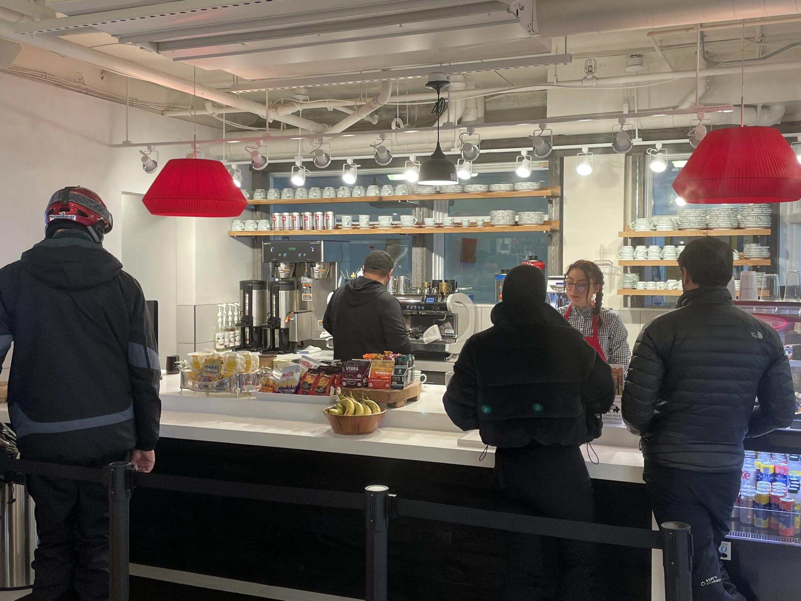 Interior of Gorsuch Ski Cafe with pastries and coffee bar