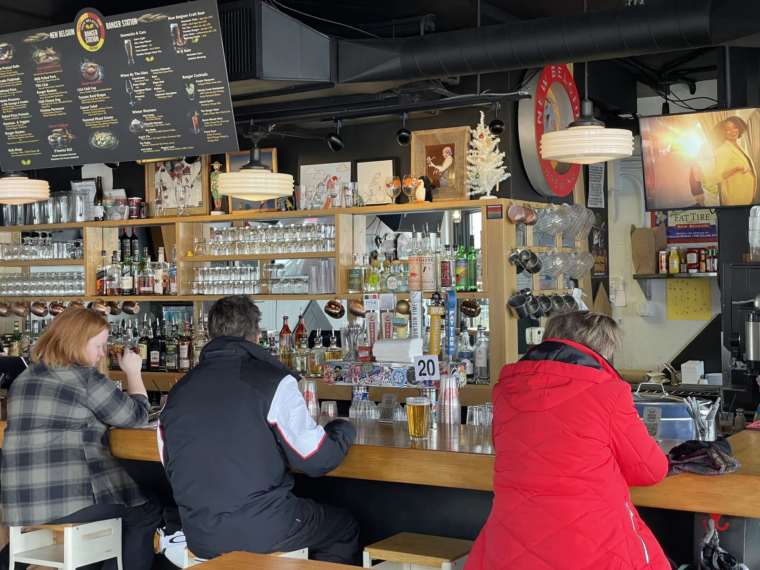 Interior seating and bar area at New Belgium Ranger Station