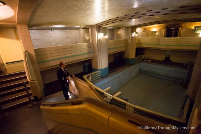 Interior view of the Queen Mary ship's hallway or room
