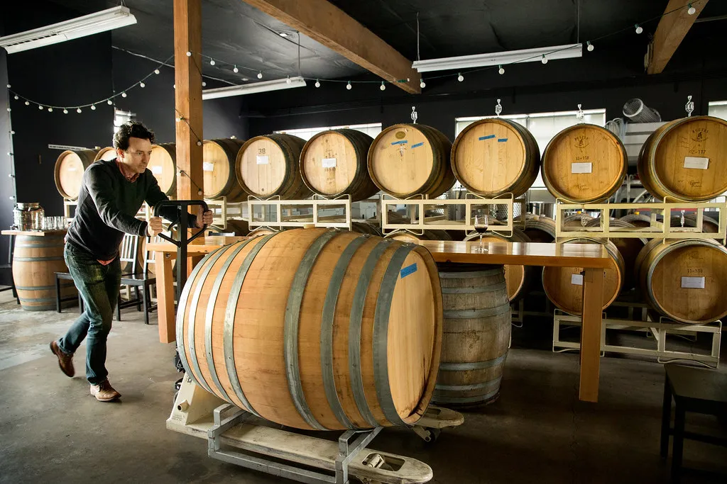 Interior view of the tasting room at Clay Pigeon Winery, offering wine tasting in Portland.