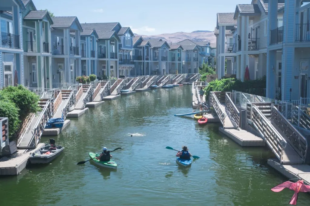Kayakers on the lake at Sparks Marina Park near Reno