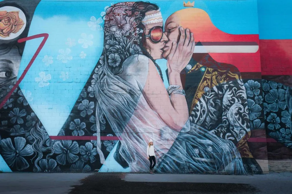 Large street mural art in downtown Reno