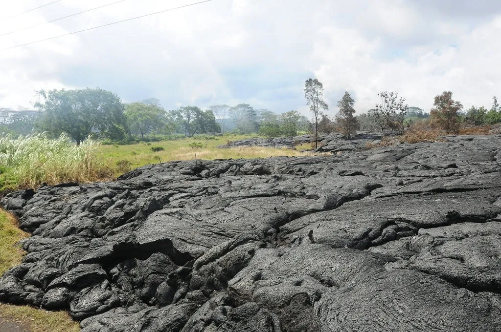 Lava flowing into the ocean on the Puna coast in East Hawaii.