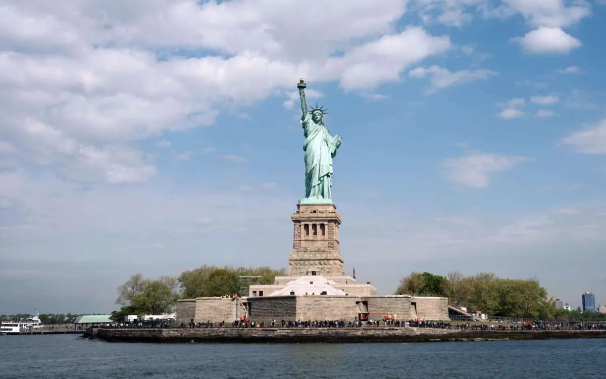 Liberty Island and the Statue of Liberty in New York Harbor