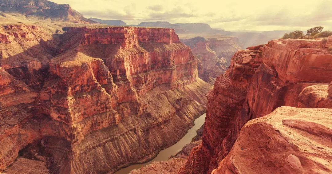 Looking down into the vast layers of the Grand Canyon