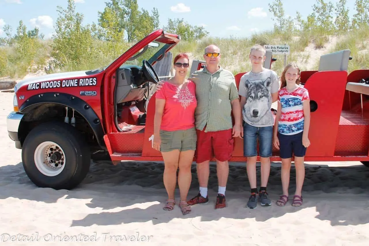 Mac Woods Sand Dunes Ride takes visitors on an exciting journey over the large sand dunes, showcasing a thrilling activity available in the Silver Lake area, one of the good places to vacation in Michigan for adventure seekers.