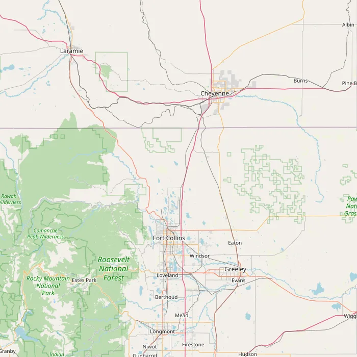 Map showing Cheyenne Wyoming area and weather stations relevant to Cheyenne Wy Climate data collection