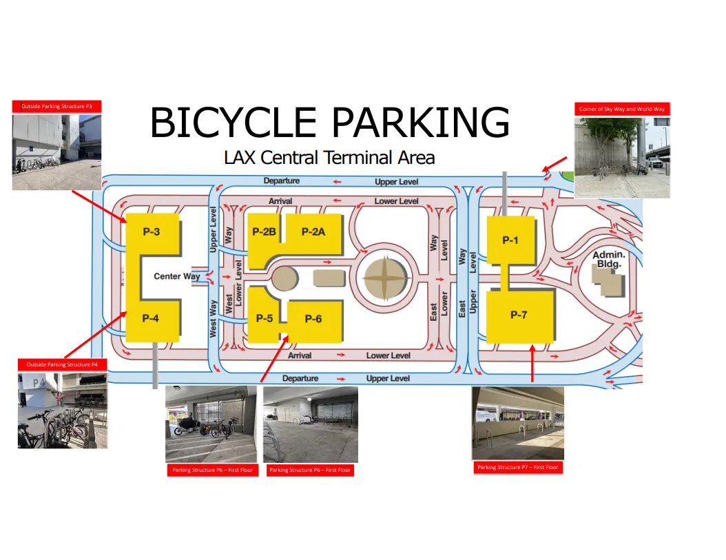 Map showing LAX Bicycle Parking locations within the CTA