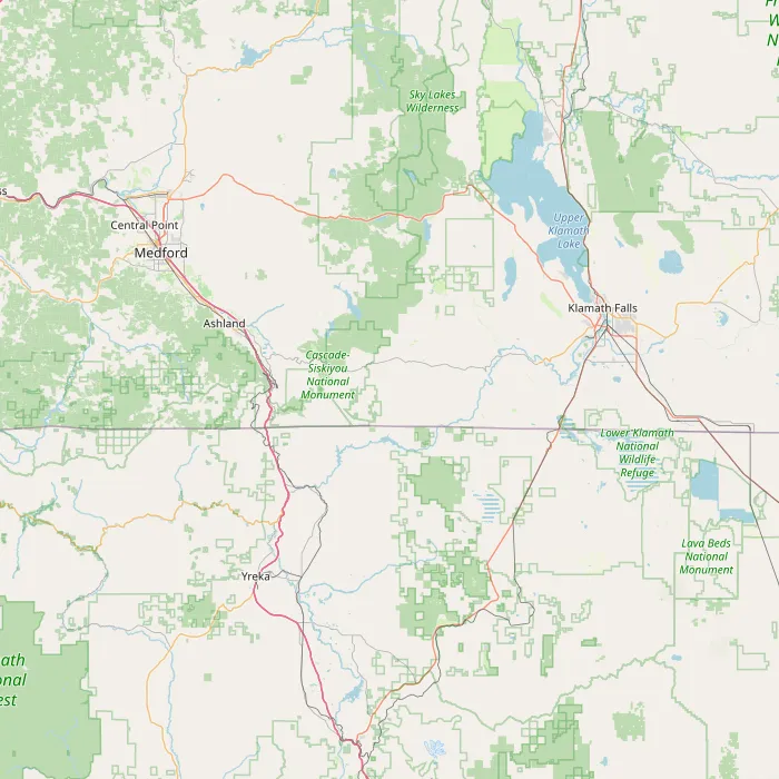 Map showing locations of weather stations near Ashland, Oregon used for climate analysis