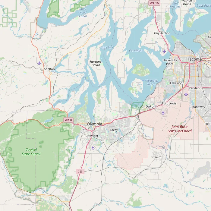 Map showing weather station locations contributing to the Climate Olympia Wa data