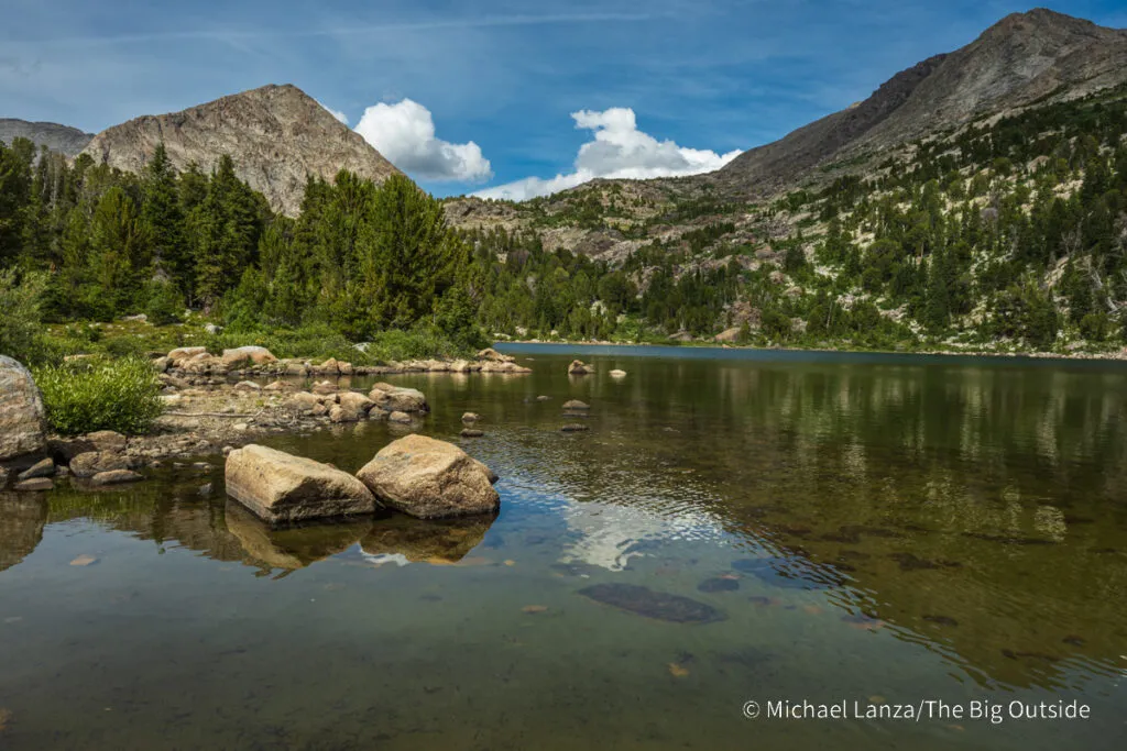 Marms Lake and Pyramid Peak (left) in the Wind River Range, Wyoming.