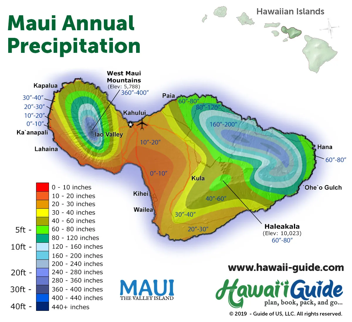 Maui Annual Precipitation Map